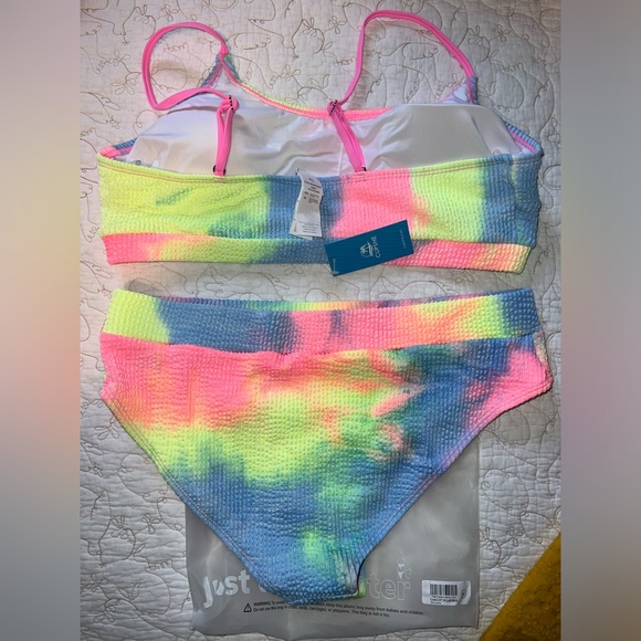 Cupshe Tie-Dye Wash Textured Scoop Neck Top & High Waist Bikini Set - Pink / XL - Picture 5 of 5